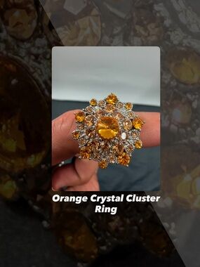 EUC Orange Crystal Cluster Ring